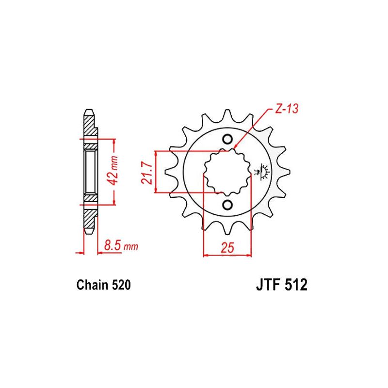 Service Moto Pieces|Transmission - Pignon - 520 - JTR 512 - 17 Dents -|Chaine 520|17,90 €