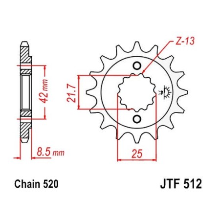 Service Moto Pieces|Transmission - Pignon - 520 - JTR 512 - 17 Dents -|Chaine 520|17,90 €