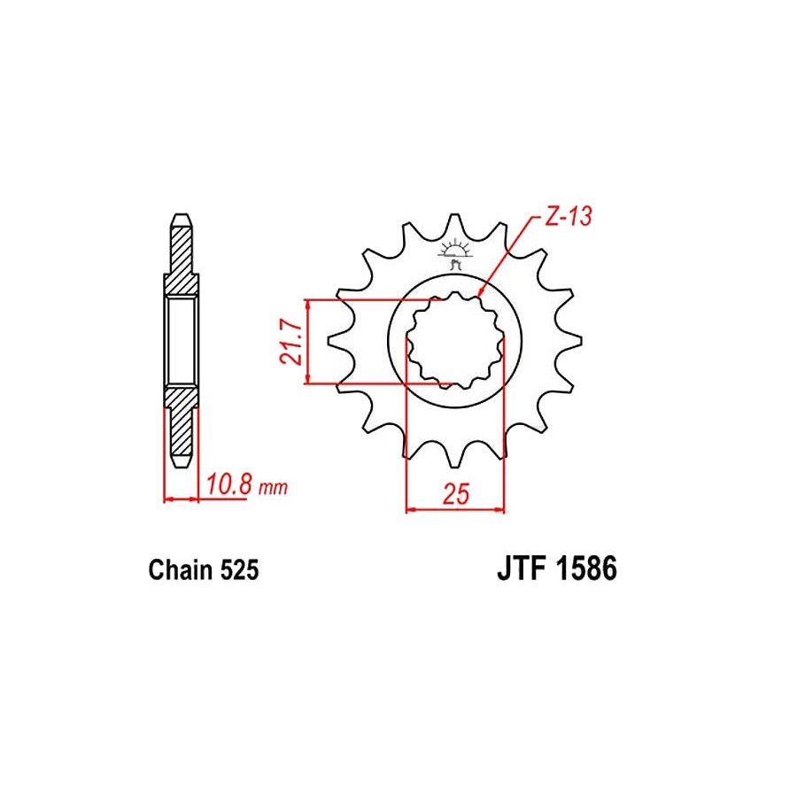 Service Moto Pieces|Transmission - Pignon - 525 - JTF-290 - 14 Dents|Chaine 525|17,00 €