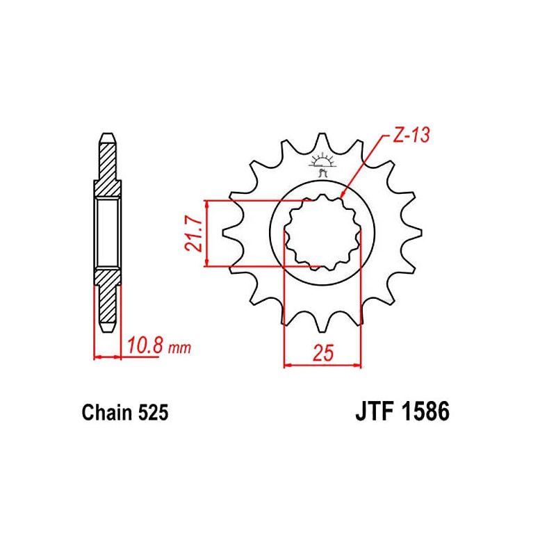 Service Moto Pieces|Transmission - Pignon - 525 - JTF-1586 - 15 Dents|Chaine 525|16,90 €