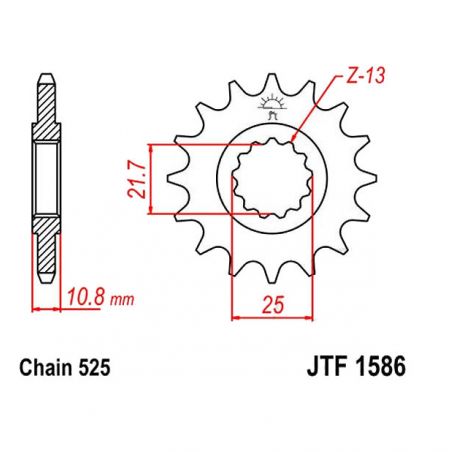 Service Moto Pieces|Transmission - Pignon - 525 - JTF-1586 - 15 Dents|Chaine 525|16,90 €