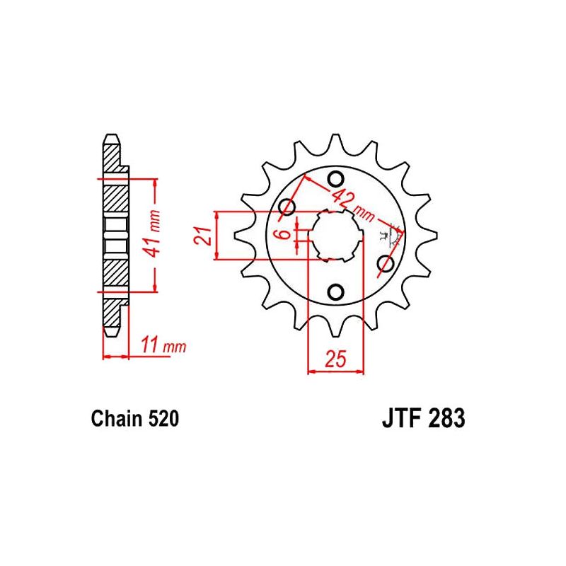 Service Moto Pieces|Transmission - Pignon sortie boite - 520 - JTF-283 - 15 Dents|Chaine 520|21,30 €