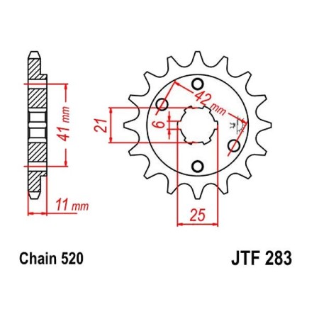 Transmission - Pignon sortie boite - 520 - JTF-283 - 15 Dents