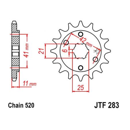 Service Moto Pieces|Transmission - Pignon sortie boite - 520 - JTF-283 - 15 Dents|Chaine 520|21,30 €