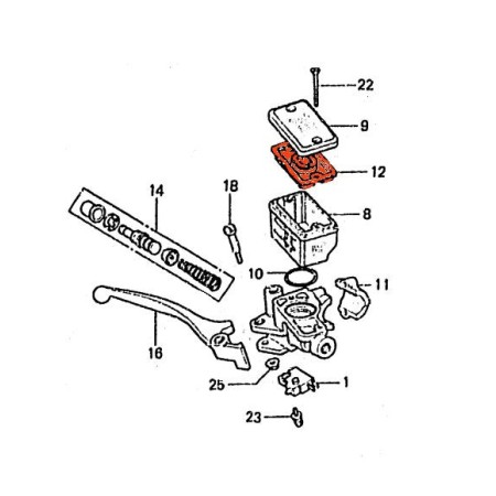 Frein - Maitre cylindre Avant - 2 vis - Membrane de reservoir - bocal (Origine)