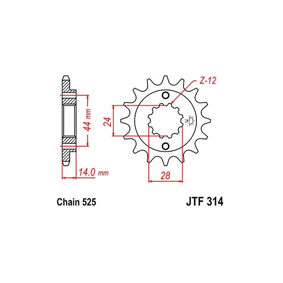Transmission - Pignon - JTF-314 - 17 Dents