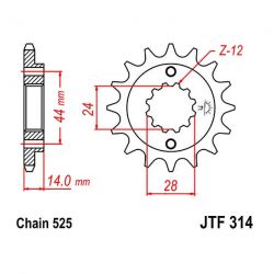 Service Moto Pieces|Transmission - Pignon - JTF-314 - 15 Dents|Chaine 525|21,50 €
