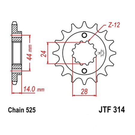 Transmission - Pignon - JTF-314 - 15 Dents