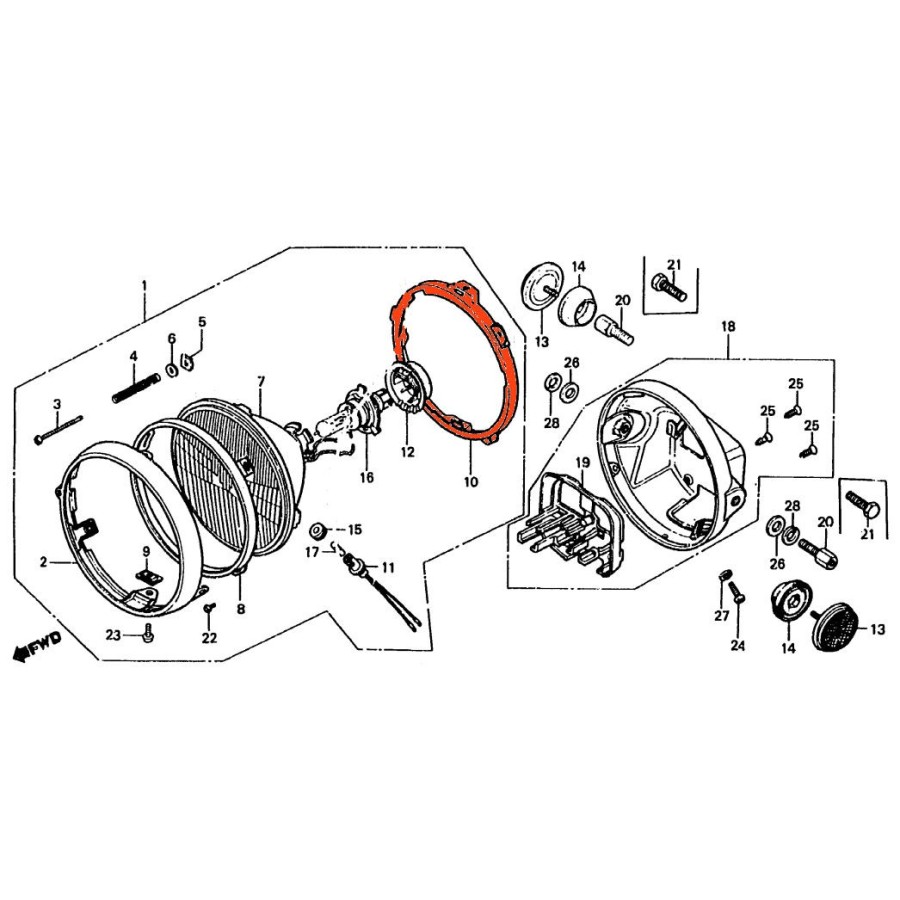 Service Moto Pieces|Phare - Optique - CB200 -...- CB250K - CB350 F - ....|Electricité|91,20 €