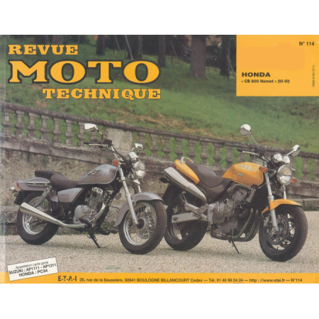 Service Moto Pieces|RTM - N°114 - CB600F Hornet - (98-99) - Version PDF - Revue Technique Moto - 1|Honda|10,00 €