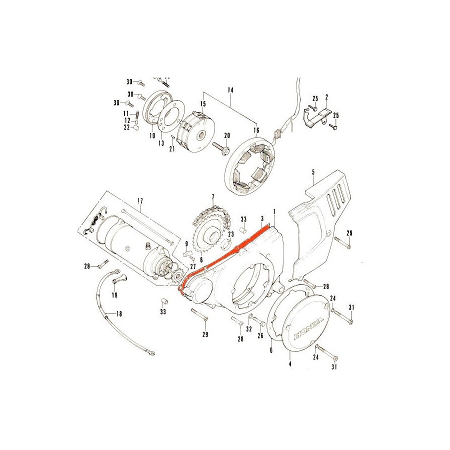 Moteur - Joint de couvercle demarreur - CB200T