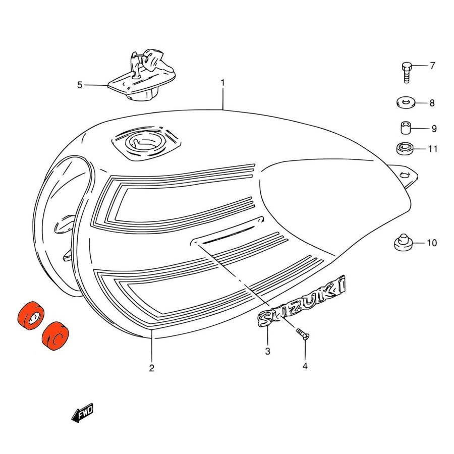 Service Moto Pieces|Reservoir - Silent-bloc - avant - (x1) - 09329-10007 / 09329-10026|Reservoir - robinet|4,00 €