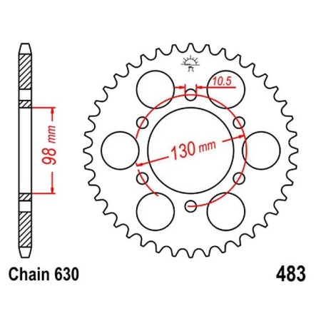 Transmission - Couronne - JTR-483 - 35 dents - chaine 630