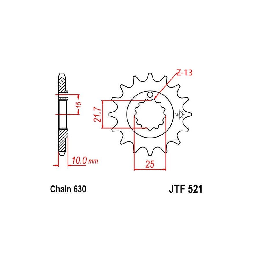 Transmission - Pignon - JTF 521 - 15 dents - chaine 630