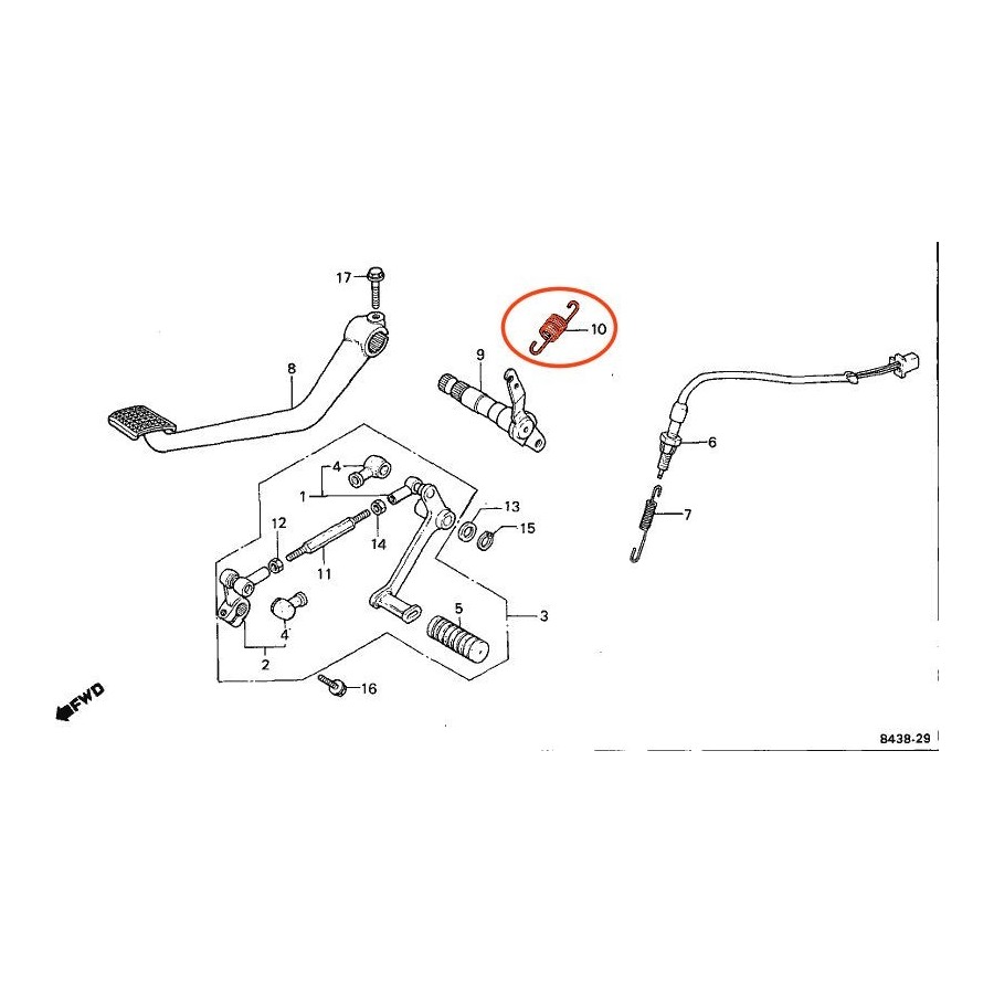 Frein - Arriere - ressort de rappel - CB900F