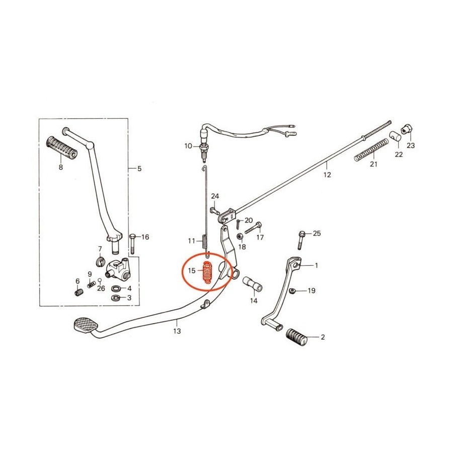 Frein - Arriere - ressort de rappel - CB250-CB400