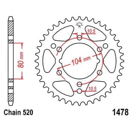 Transmission - Couronne - JTR-1478 - 520 - 45 dents - ZX6rr - ZX6r 636 - ZX10R