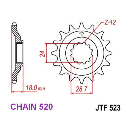 Transmission - Pignon sortie boite - JTF 583 - 520-15 dents