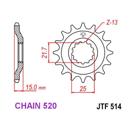 Service Moto Pieces|Transmission - Pignon - JTR436 - 13 Dents -|Chaine 520|13,50 €
