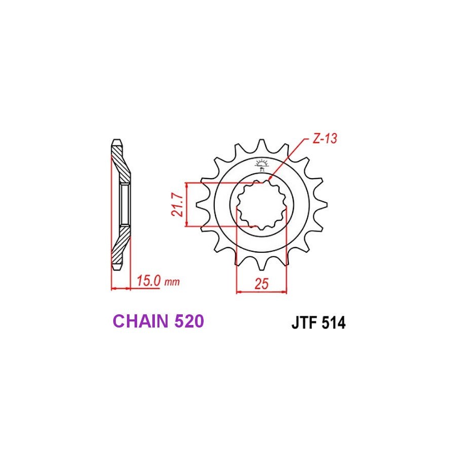 Service Moto Pieces|Transmission - Pignon sortie boite - JTF 514 - 520-15 dents|Chaine 520|19,90 €