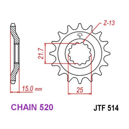 Service Moto Pieces|Transmission - Pignon sortie boite - JTF 514 - 520-15 dents|Chaine 520|19,90 €