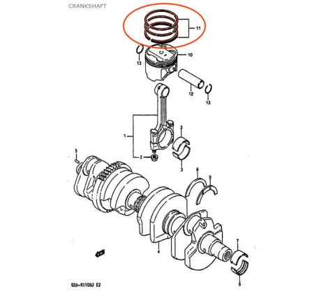 Service Moto Pieces|Moteur - Segment - (+0.50) - GT125 - (x1) - 12140-36232-050|Bloc Cylindre - Segment - Piston|58,60 €
