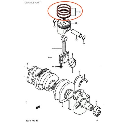 Moteur - segment - (+0.50) - 12140-17D10 - GSX-R 750 - 1988-1993