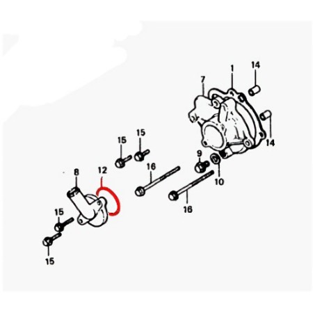 Circuit d'eau - Joint de coude - pompe  - 46.00 x2.00 mm - (x1)