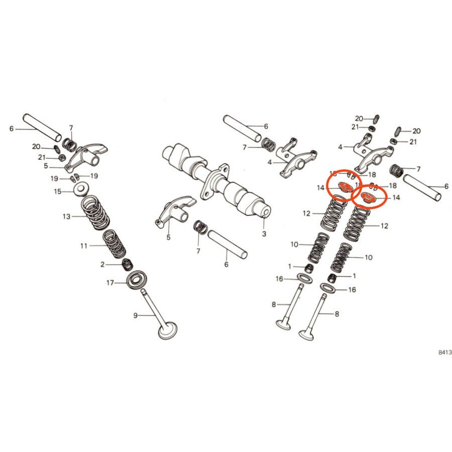 Service Moto Pieces|Moteur - Couvercle culasse - cache culbuteur - Rondelle de caoutchouc de montage (x8)|Couvercle culasse - cache culbuteur|37,20 €