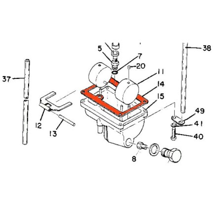 Carburateur - Joint de cuve - 168-14184-00 - 500-14184-00 -  DT1 - DTMX 250 - RDX250 - TDR250