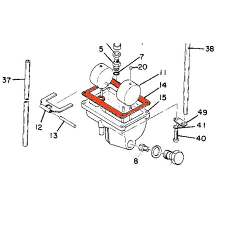 Carburateur - Joint de cuve - 168-14184-00 - 500-14184-00 -  DT1 250