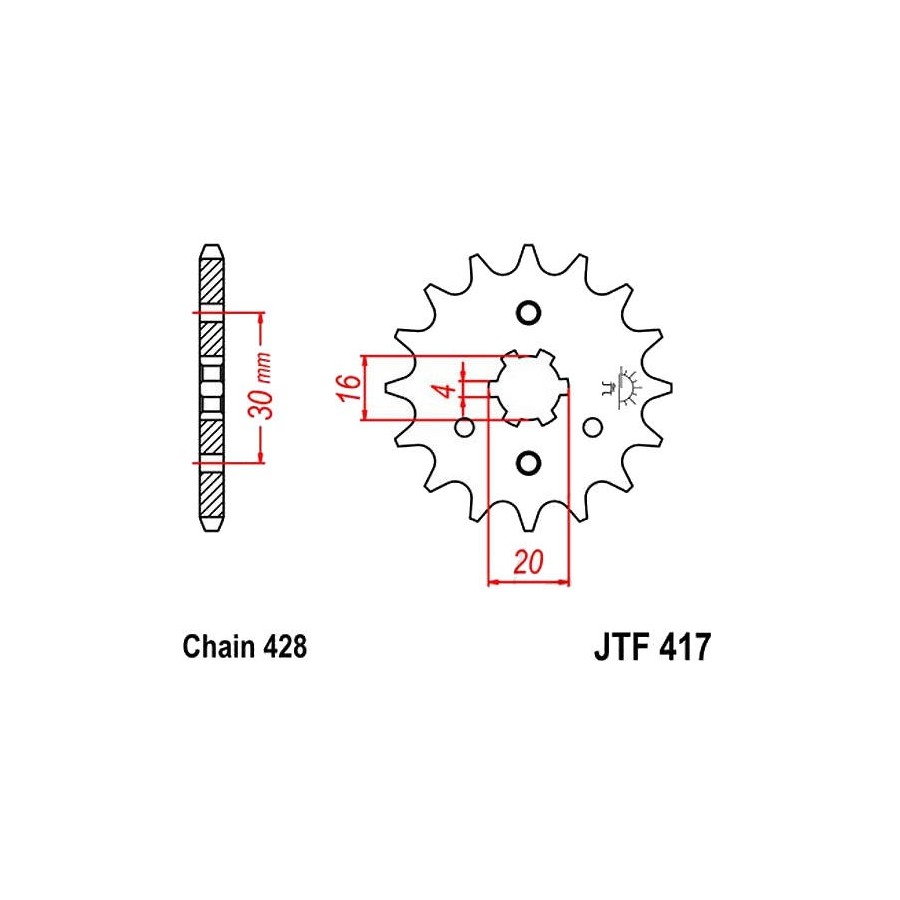 Service Moto Pieces|Transmission - Couronne - JTR - 838-428 - 45 dents |Chaine 428|21,10 €