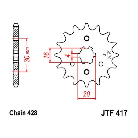 Service Moto Pieces|Transmission - Pignon - JTF-417 - 14 dents|Chaine 428|10,20 €