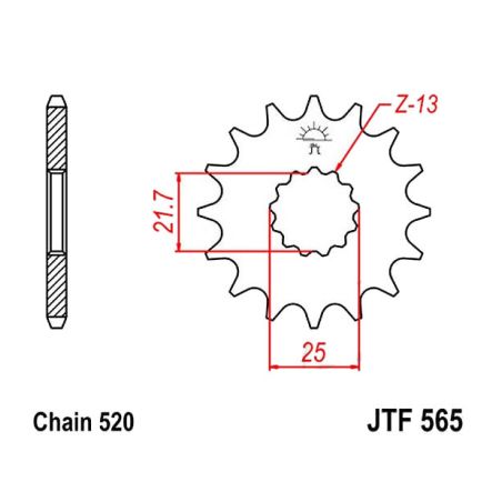 Service Moto Pieces|Transmission - Pignon sortie boite - JTF 565 - 520-15 dents|Chaine 520|14,20 €