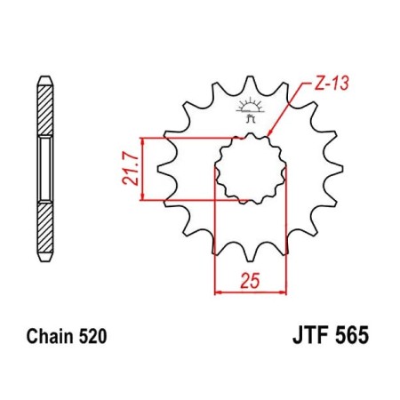 Transmission - Pignon sortie boite - JTF 565 - 520-15 dents