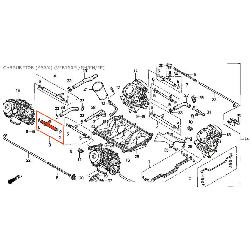 Service Moto Pieces|Carburateur - Raccord en T - VFR750|Raccord - Joint de liaison|62,40 €