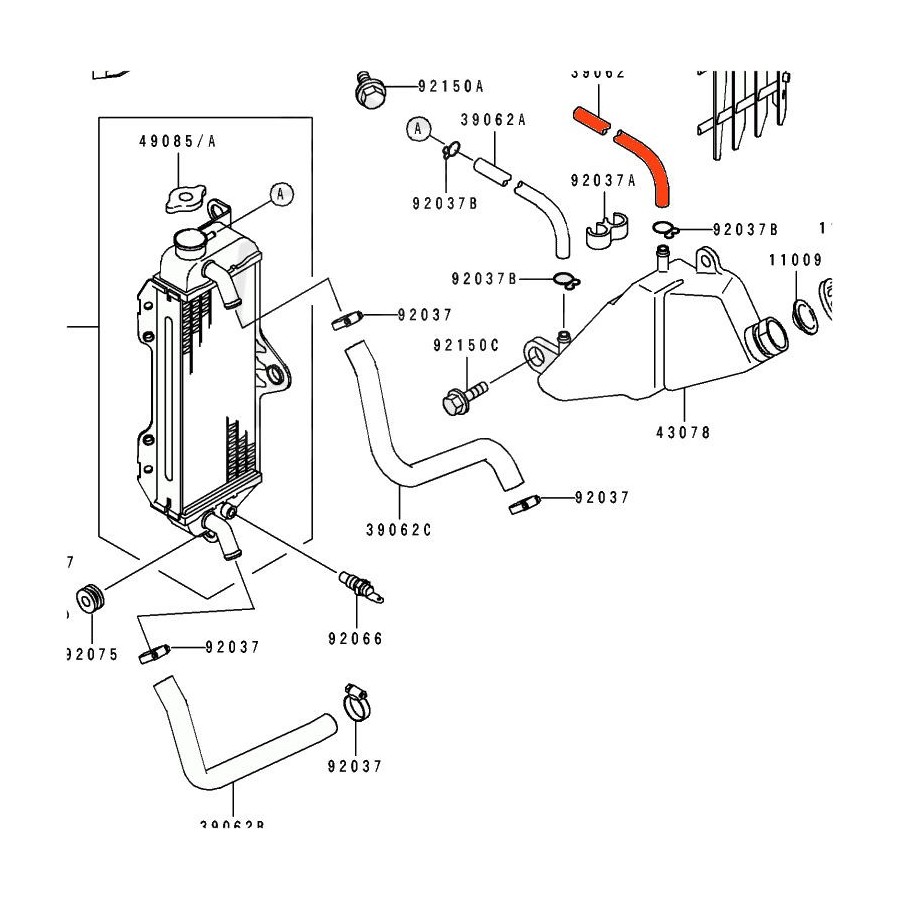 Service Moto Pieces|Radiateur - Durite Eau - 39062-1315|1990 - KDX125 A|10,20 €