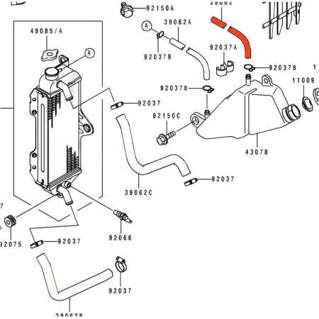 Service Moto Pieces|Radiateur - Durite Eau - 39062-1315|1990 - KDX125 A|10,20 €