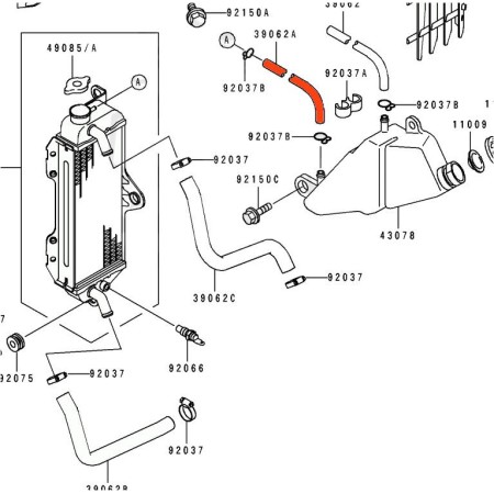 Service Moto Pieces|Radiateur - Durite Eau - 39062-1334|1990 - KDX125 A|10,20 €