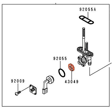 Service Moto Pieces|Robinet essence - 43049-1017 - KDX125 - KDX250|04 - robinet|92,25 €