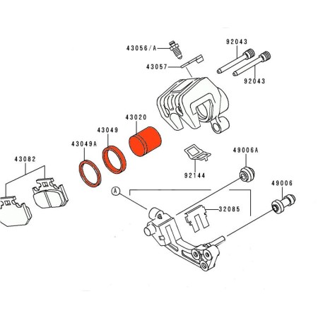 Service Moto Pieces|Frein - Etrier - Piston - Arriere - 43020-1088 |1990 - KDX125 A|83,50 €