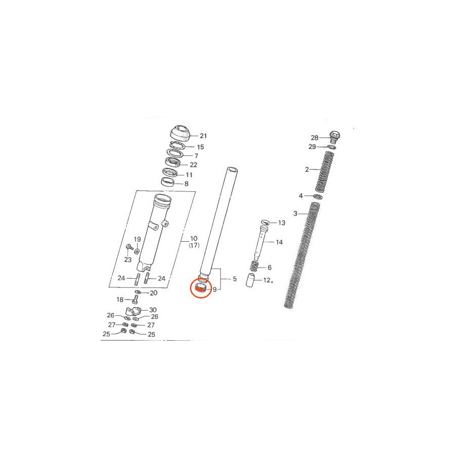 Fourche - Bague de glissement - Infereure - CX400 