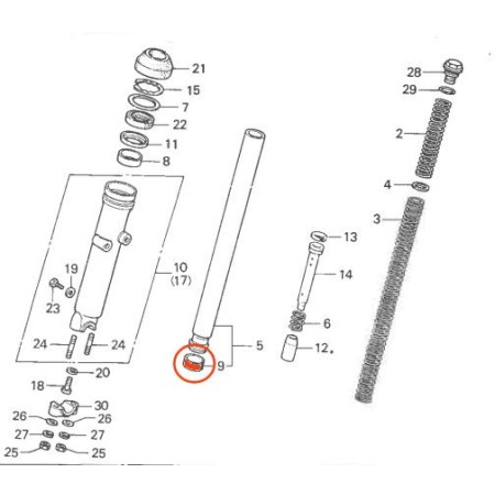 Fourche - Bague de glissement - Infereure - CX400 