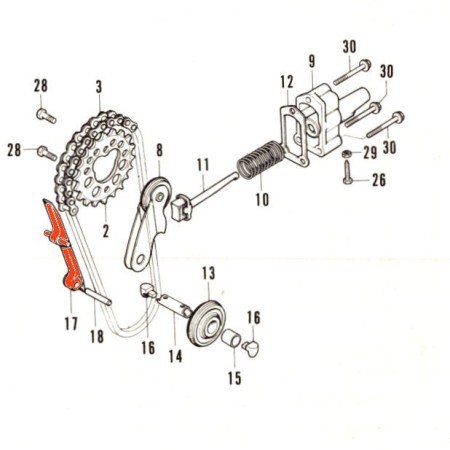 Distribution - Guide de chaîne de came - CB750 K2-K6-K7-F1-F2