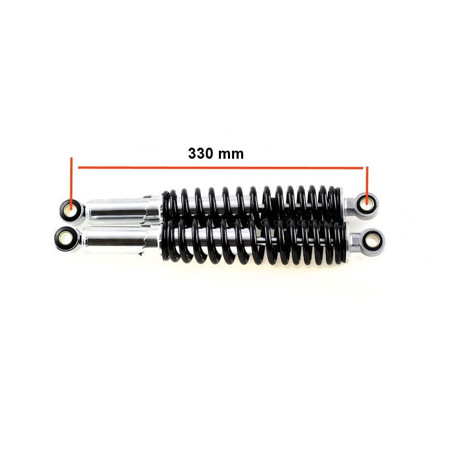 Amortisseur - 330mm - Chrome/Noir - Oeillet/Oeillet - CG125 Amortisseur - 330mm - Chrome/Noir - Oeillet/Oeillet - CG125