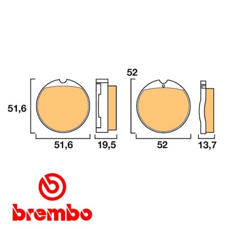 Frein - Jeu de Plaquettes - Brembo - 07HO0130 - CB250 - CB350 - CB360 - CB400 - CB500 - CB550