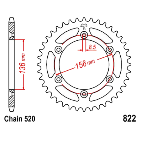 Transmission - Couronne - JTR822 - 45 Dents -