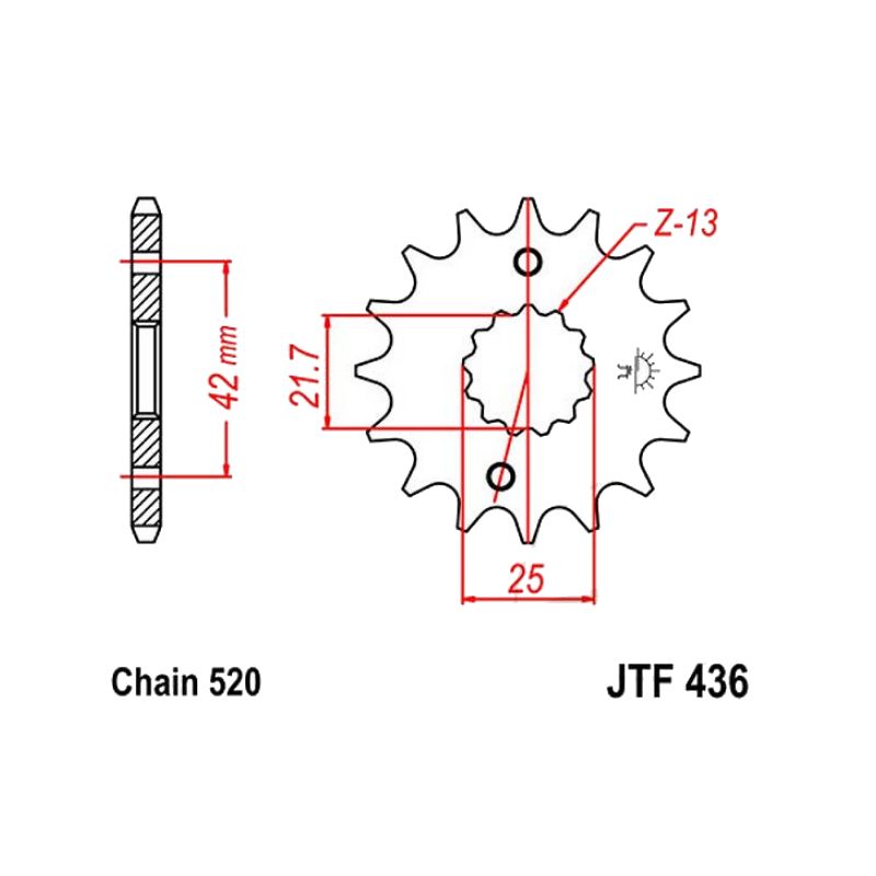 Transmission - Pignon - JTR436 - 13 Dents -