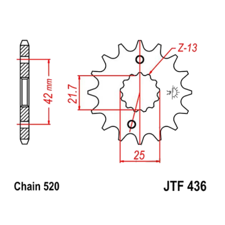 Transmission - Pignon - JTR436 - 13 Dents -