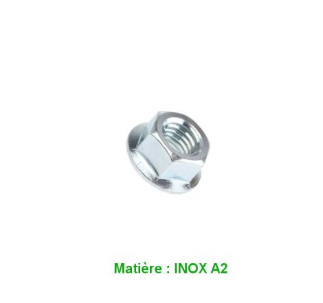 Ecrou - Hexa - a Collerette - Inox A2 - M4 x0.70 - (x1) - DIN6923